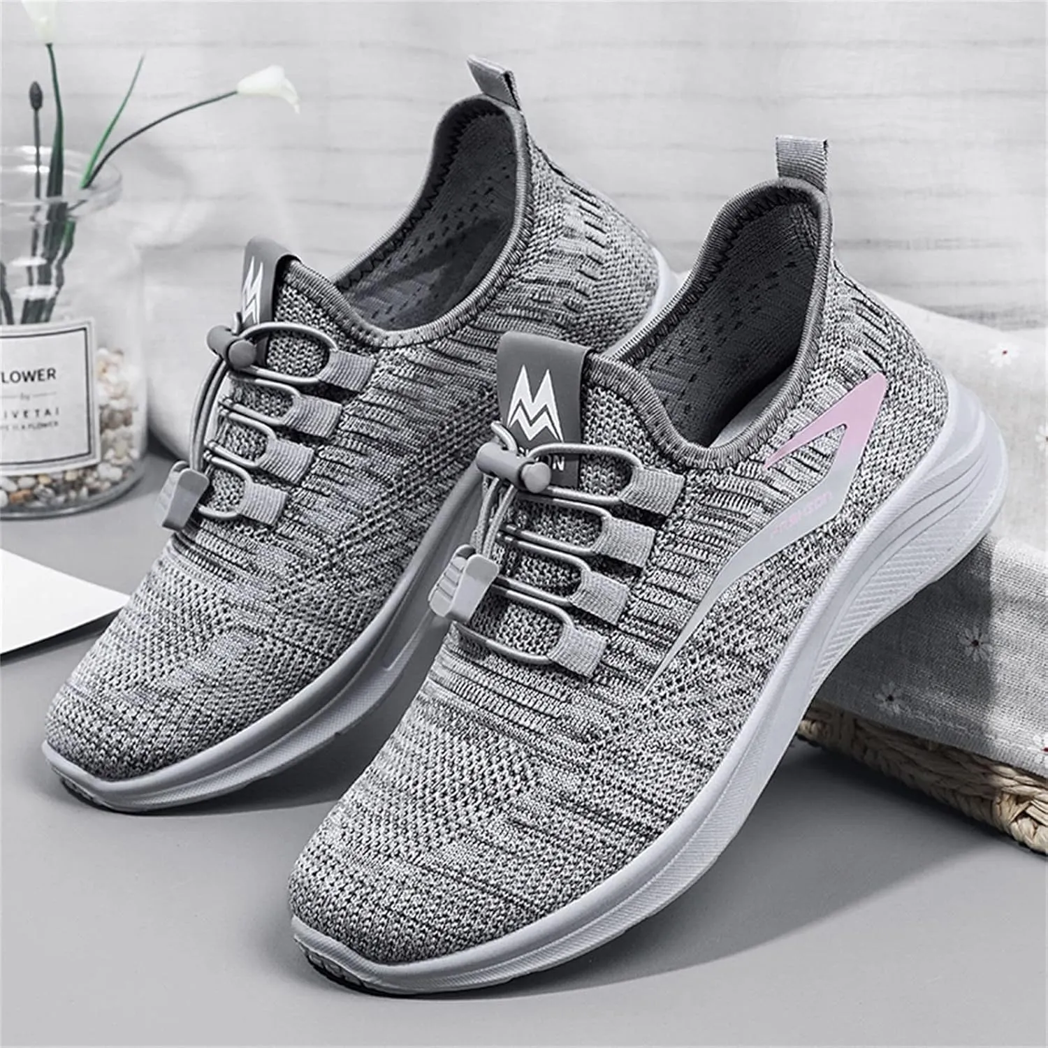 ZSpzx Running Shoes for Women Lightweight Air Cushioned Tennis Sneakers Non Slip Breathable Mesh Gym Workout Sneakers Ladies Walking Plantar Fasciitis Slip On Shoes for Gym Travel Daily Wear